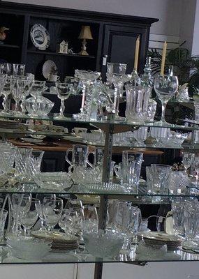 Fine crystal and everyday glassware. Nice vase selection