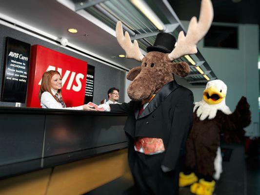 Avis counter at the Anchorage Airport