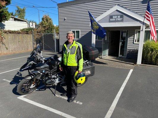 George just picked up a BMW R 1250GS in Portland, OR for a one-way trip to Long Beach, CA. Rumor has it, he's planning a curvy coastal ride.