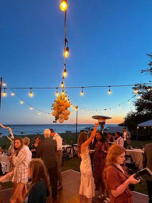 dance floor, lighting and heaters