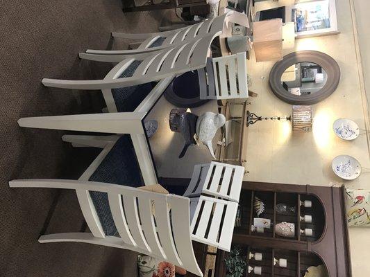 CANADEL Dining Set - 40x60 Rectangular white base with colbalt blue glass top.  More sizes & colors available.