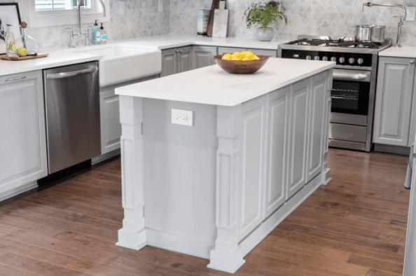 This kitchen looks fabulous on our Brindisi Plank hardwood flooring with ArmorMax Finish in Mocha Maple!