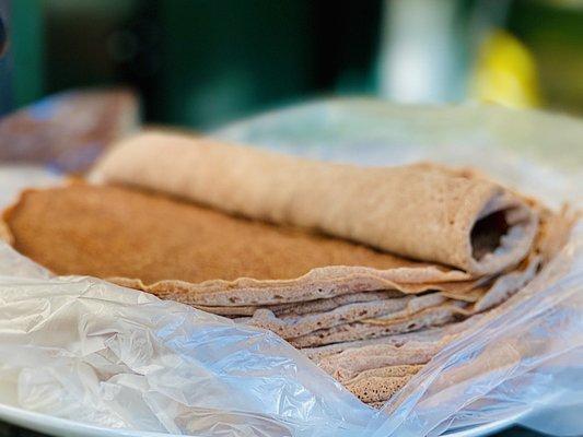 Eritrean Taita flatbread made from naturally gluten-free, fermented teff flour