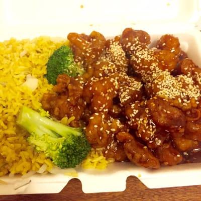 Sesame chicken with fried rice