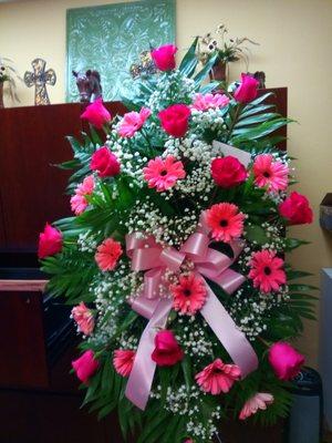 Beautiful Pink Spray Funeral Arrangement..