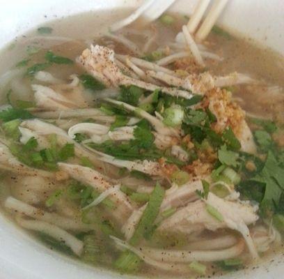 Lao's homemade chicken noodle soup. Noodles are handmade fresh.