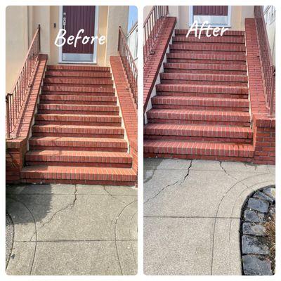 Pressure washing of front entrance in San Francisco.