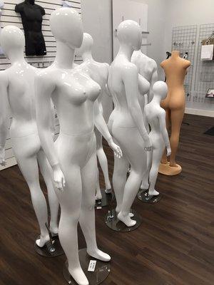 White glossy mannequins