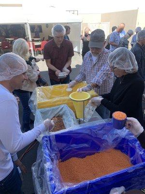 packing food for "kids around the world"