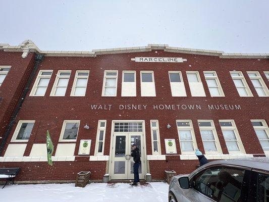 Walt Disney Hometown Museum with fresh snow.