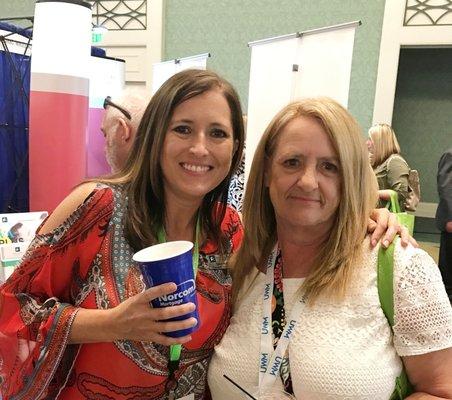 Samantha Hay of Finance of America and Sue Mazik of Blue Skye Lending at the annual FAMP trade show and convention in Orlando.