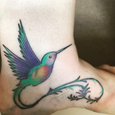 Mallory did a hummingbird on my ankle.