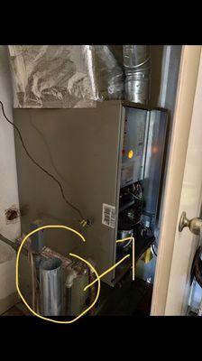 This is how Rose Heating left our heater disconnected at the end of their work and refused to come back to put it back together.