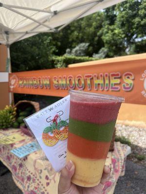 Earrings & rainbow smoothie!