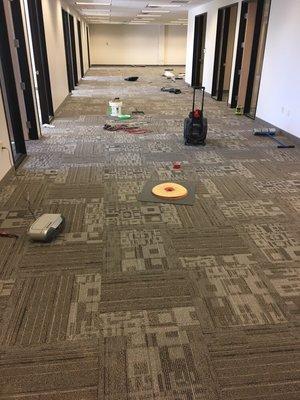 Installing carpet tiles