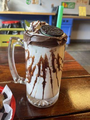 A delicious Oreo mint large shake