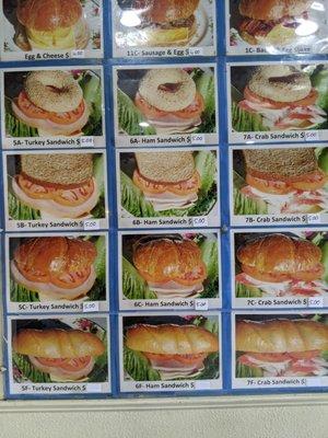 Sandwich menu