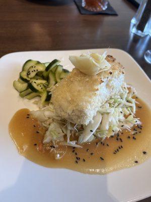 Macadamia crusted halibut