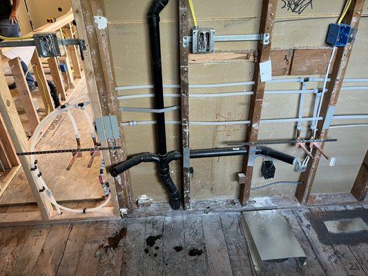 New rough in plumbing for double vanity