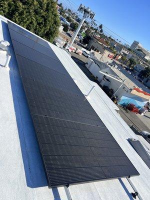 Rooftop, solar service job and panel cleaning