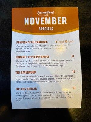 November is almost over, but here are the specials.