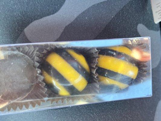 These were part of bee- themed chocolates.