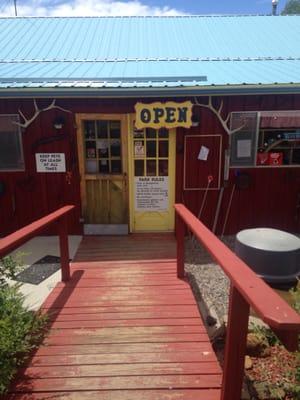 Front door to the little store and ice cream shop.