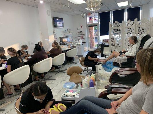 Pedicures and manicures on a Friday evening