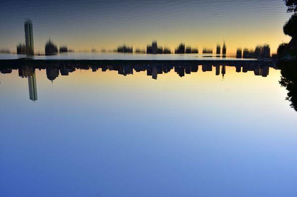 Boston's skyline at sunrise