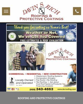 Thank you YUMA for voting us best roofing company 2 years in a row 2017-18' We love our city