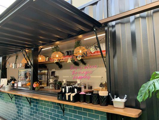 boba food truck interior looks cozy