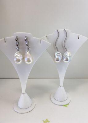 White Baroque pearl earrings