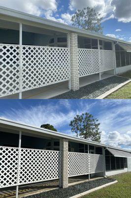 Pressure Washing - Mobile Home Exterior - Lattice