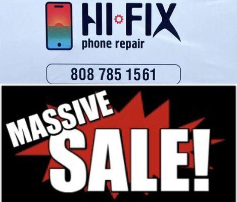 Huge sale on all repairs and accessories while supplies last!!