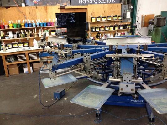 A bird's eye view of our screen printing area