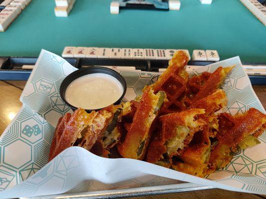 Fried pickle waffles.