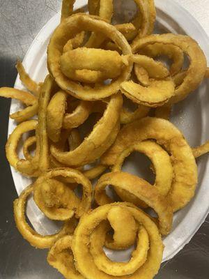 Freshly made onion rings