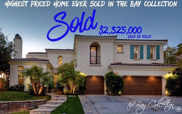 Highest priced home ever sold in the Bay Collection, South Carlsbad