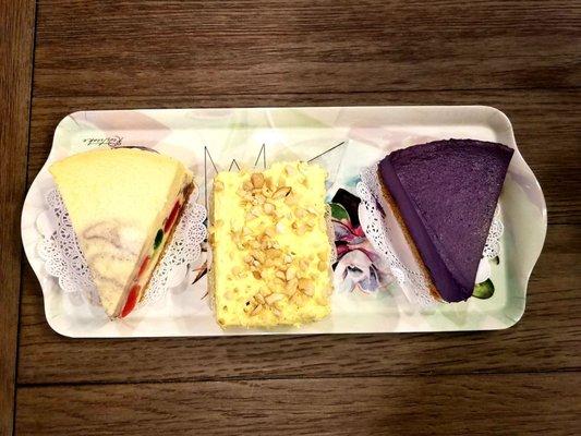 Halo halo cheesecake. sansrival, ube cheesecake