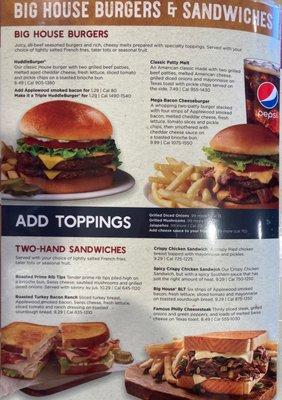 Menu - Burgers & Sandwiches