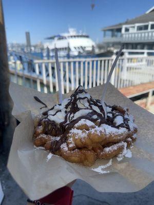 Funnel cake with Nutella and whip