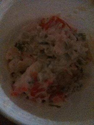 Seafood Salad. Very small amount of tiny shrimp with large pieces of imitation crab.