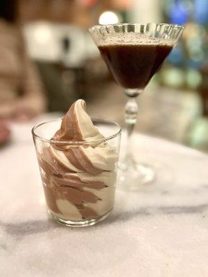 Espresso martini and gourmet soft serve ice cream