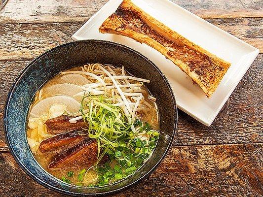 2018 & 2019 JapanFes Ramen Contest AWARD-WINNING RAMEN: Beef Bone Marrow Gyukotsu Ramen featuring beef bone marrow broth with wagyu brisket