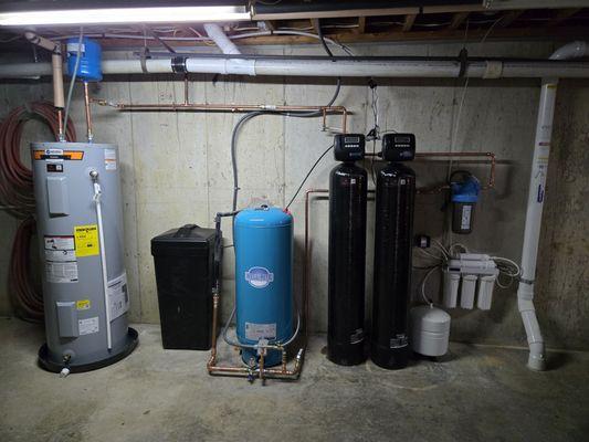 Full set up replacement: Water Heater, Well pressure tank, Water softener and iron filter, sediment filter.