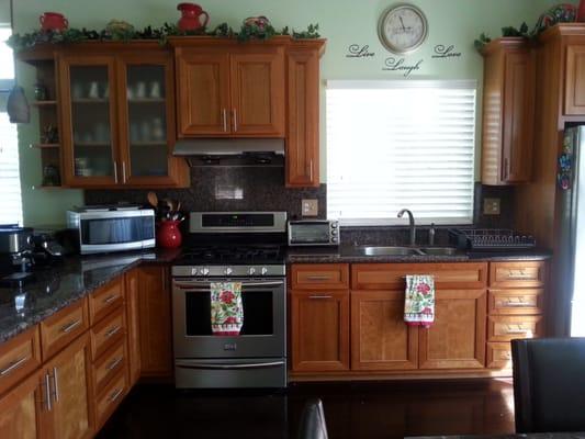 View #2 Cherry Wood Kitchen. Simple but Sleek.