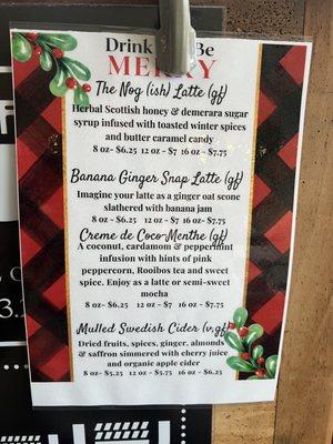 2023 holiday menu