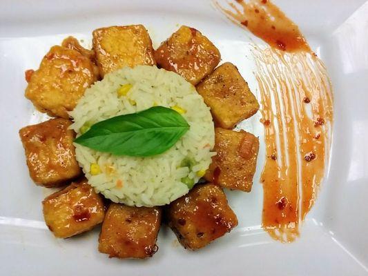 Thai chili tofu with vegetable rice