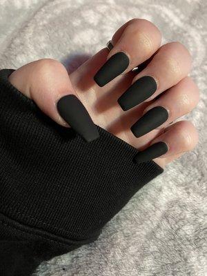 matte black coffin acrylic nails