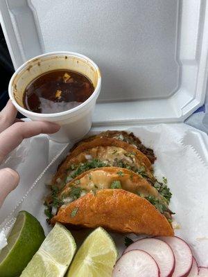 The birria tacos!